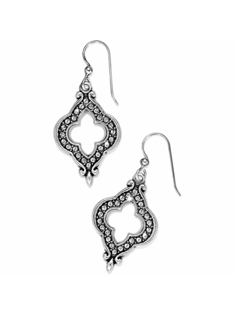 BRIGHTON Morena French Wire Earrings • Swarovski Crystal Arabesque Drop Silver